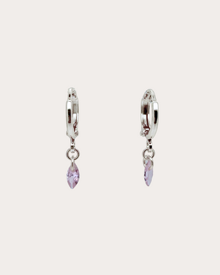 Lens Tourmaline Gemstone Huggie Earrings - Sterling Silver