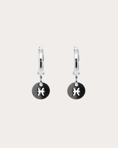 Pisces Zodiac Disc Huggie Earrings