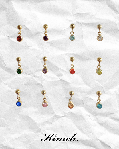 Birthstone Dangle Stud (3mm) - Gold Filled/Sterling Silver