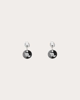 Scorpio Zodiac Disc Dangle Studs - Sterling Silver