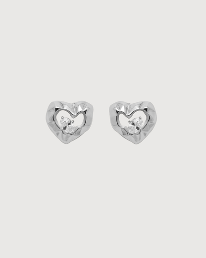 ID #22 HEART EARRINGS [SILVER]