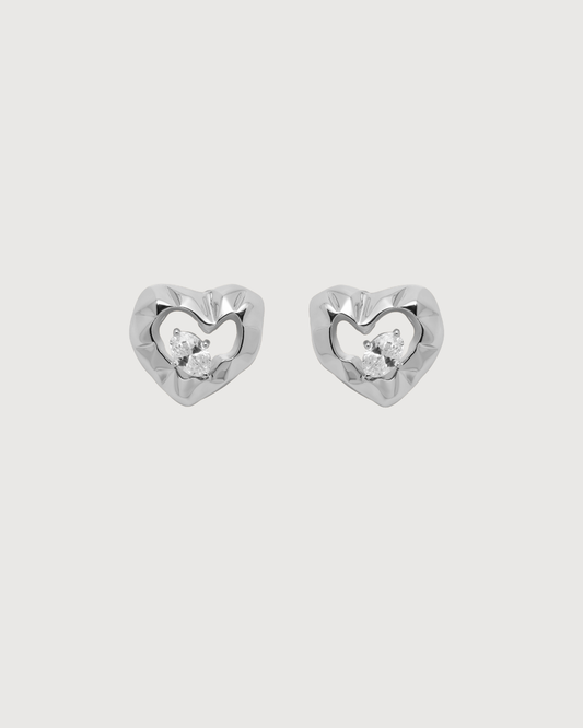 ID #22 HEART EARRINGS [SILVER]