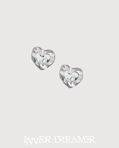 ID #22 HEART EARRINGS [SILVER]