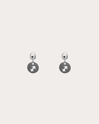 Saggitarius Zodiac Disc Dangle Studs - Sterling Silver