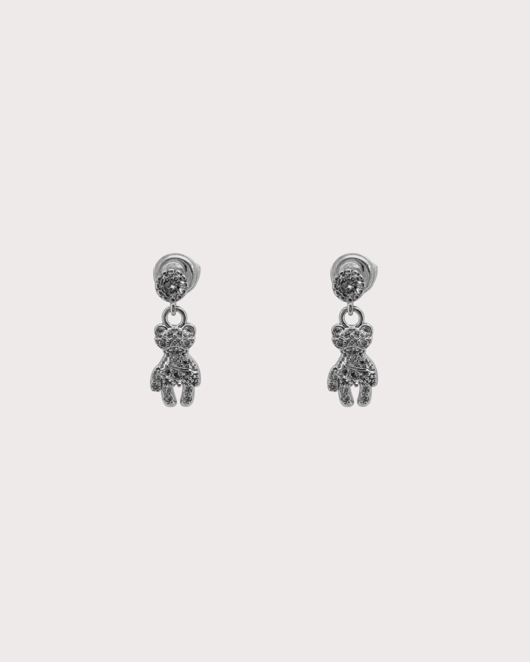 Effie Teddy White Zircon Embellished Dangle Studs