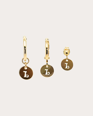 Capricorn Zodiac Disc Earring Set - Gold Filled
