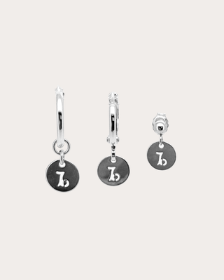 Capricorn Zodiac Disc Earring Set - Sterling Silver