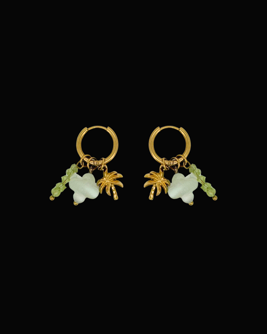Cocos Tree Quartz Gem Earrings
