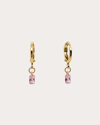 Rectangle Tourmaline Gemstone Huggie Earrings