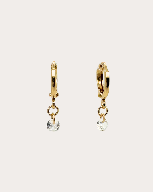 Circle Diamond Gemstone Huggie Earrings