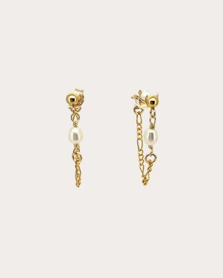 Basic Pearl Figaro Chain Studs - Gold Filled