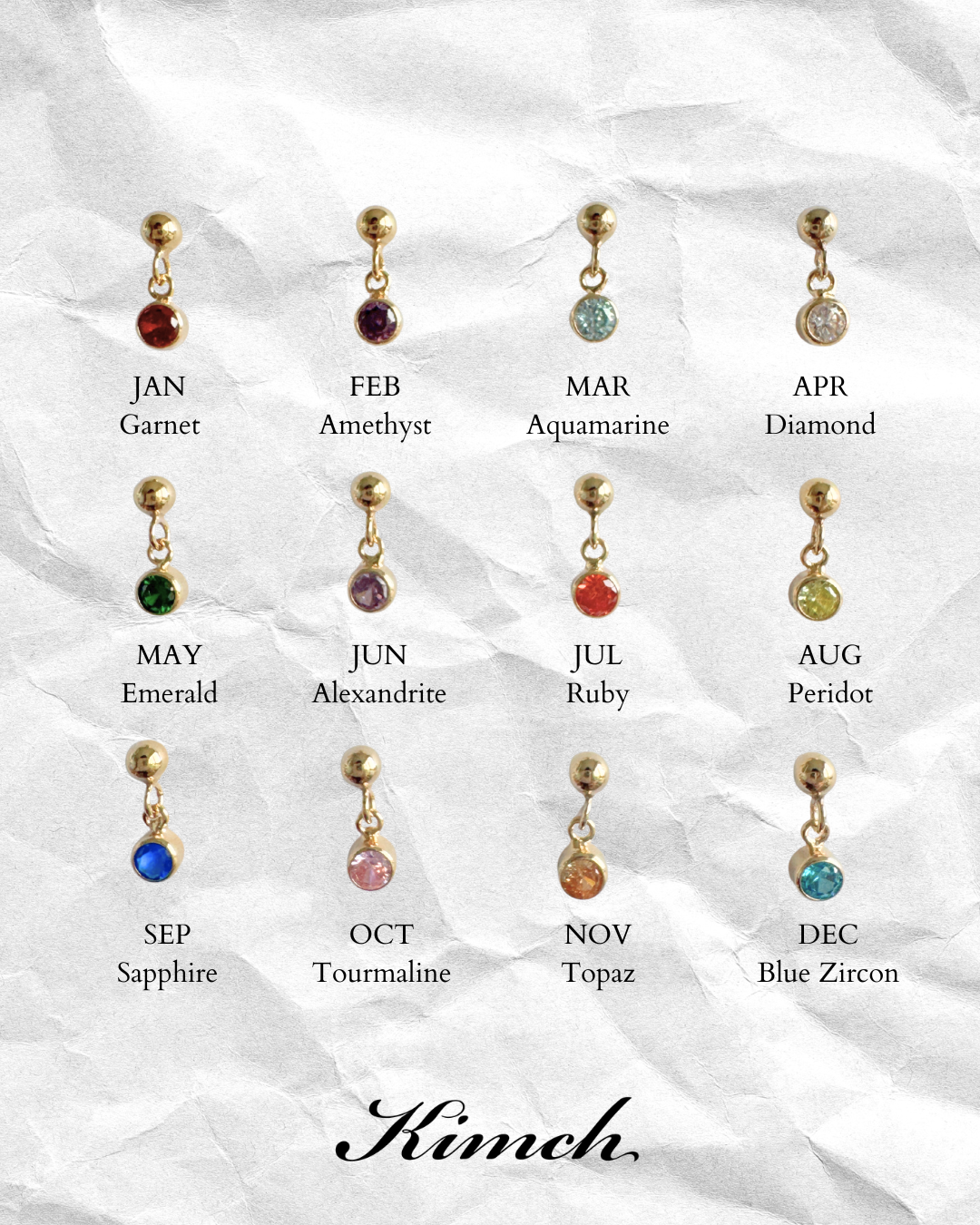 Birthstone Dangle Stud (3mm) - Gold Filled/Sterling Silver