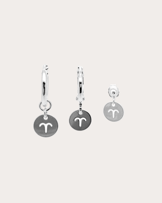 Aries Zodiac Disc Earring Set - Sterling Silver