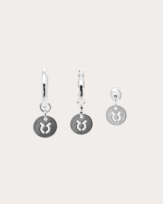 Taurus Zodiac Disc Earring Set - Sterling Silver