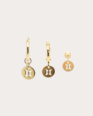 Gemini Zodiac Disc Earring Set - Gold Filled