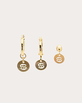 Cancer Zodiac Disc Earring Set - Gold Filled
