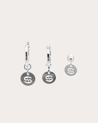 Cancer Zodiac Disc Earring Set - Sterling Silver