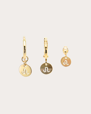 Leo Zodiac Disc Earring Set - Gold Filled