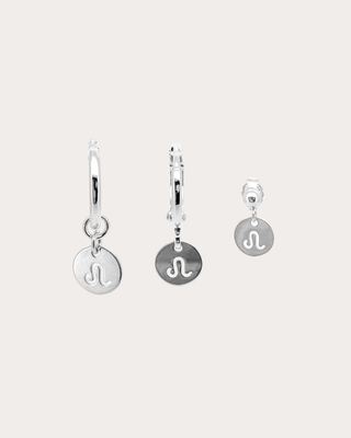 Leo Zodiac Disc Earring Set - Sterling Silver