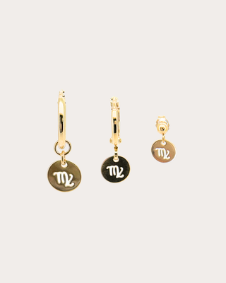Virgo Zodiac Disc Earring Set - Gold Filled