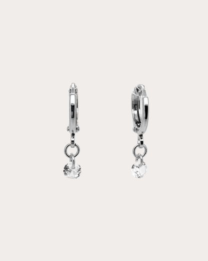 Circle Diamond Gemstone Huggie Earrings