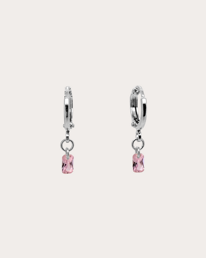 Rectangle Tourmaline Gemstone Huggie Earrings