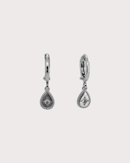 Elvira Teardrop White Zircon Huggie Earrings