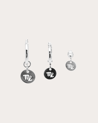 Virgo Zodiac Disc Earring Set - Sterling Silver