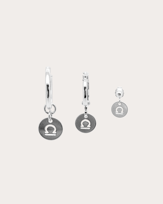 Libra Zodiac Disc Earring Set - Sterling Silver