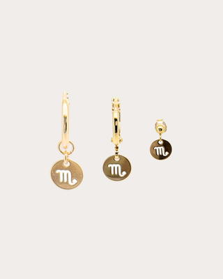 Scorpio Zodiac Disc Earring Set - Gold Filled