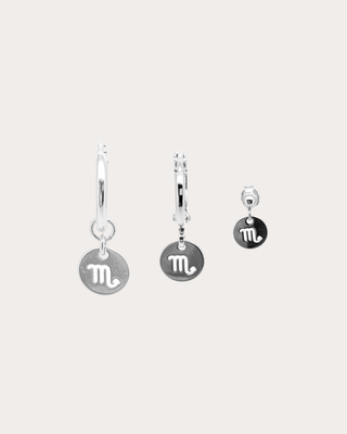 Scorpio Zodiac Disc Earring Set - Sterling Silver