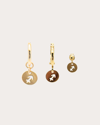 Saggitarius Zodiac Disc Earring Set - Gold Filled