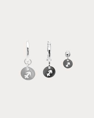Saggitarius Zodiac Disc Earring Set - Sterling Silver
