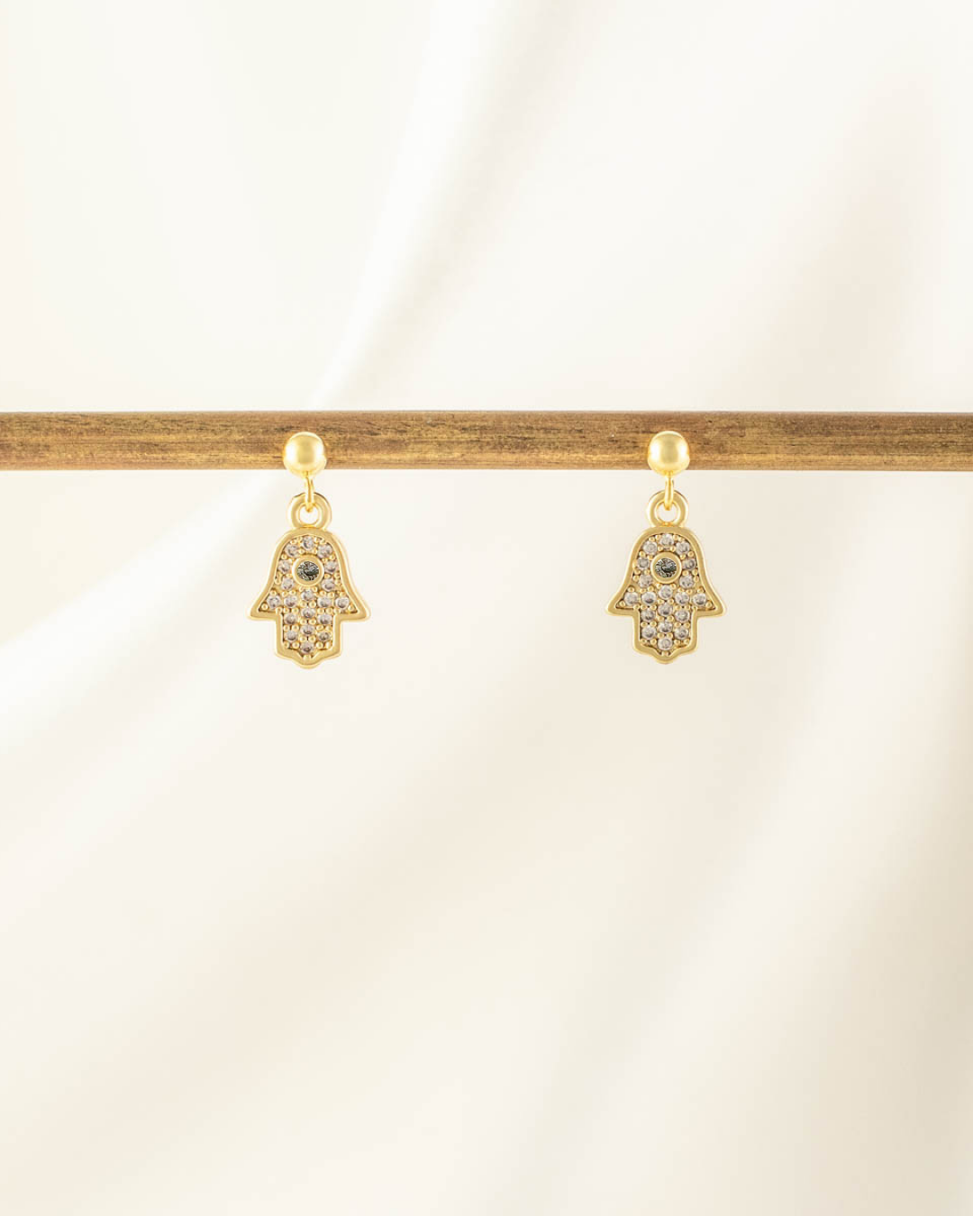 Dealla Hamsa White Zircon Dangle Studs