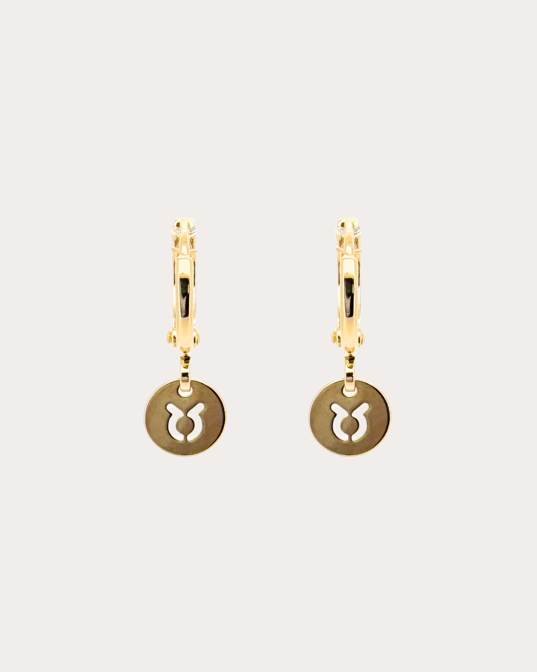 Taurus Zodiac Disc Huggie Earrings