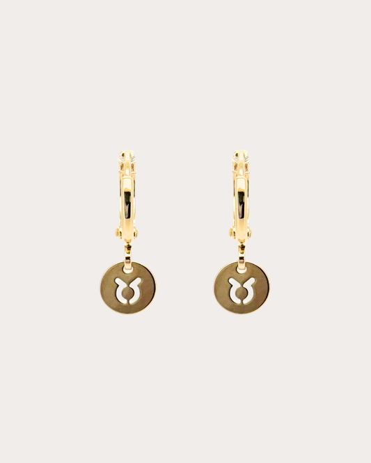 Taurus Zodiac Disc Huggie Earrings