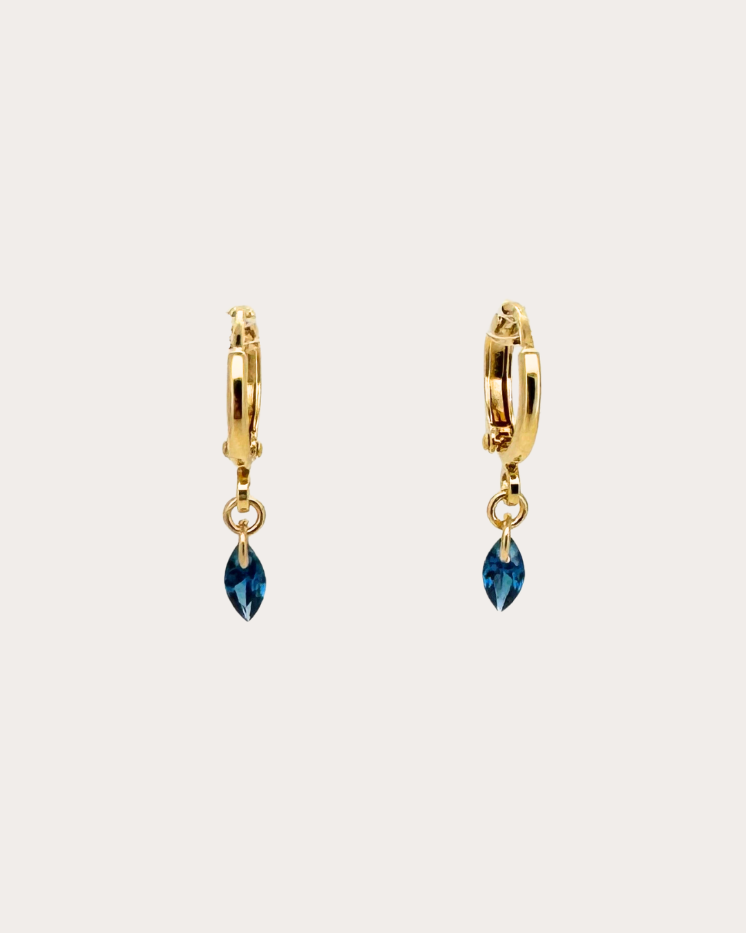 Lens Sapphire Gemstone Huggie Earrings