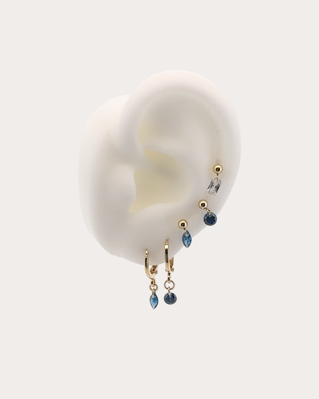 Lens Sapphire Gemstone Huggie Earrings