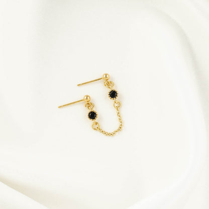 Alexandra Black Zircon Double Chain Studs