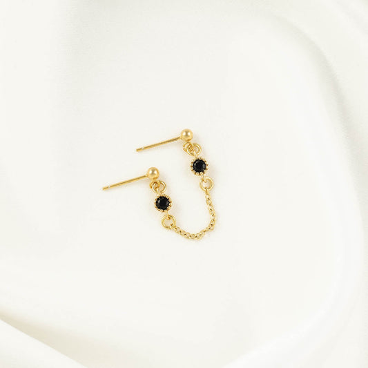 Alexandra Black Zircon Double Chain Studs