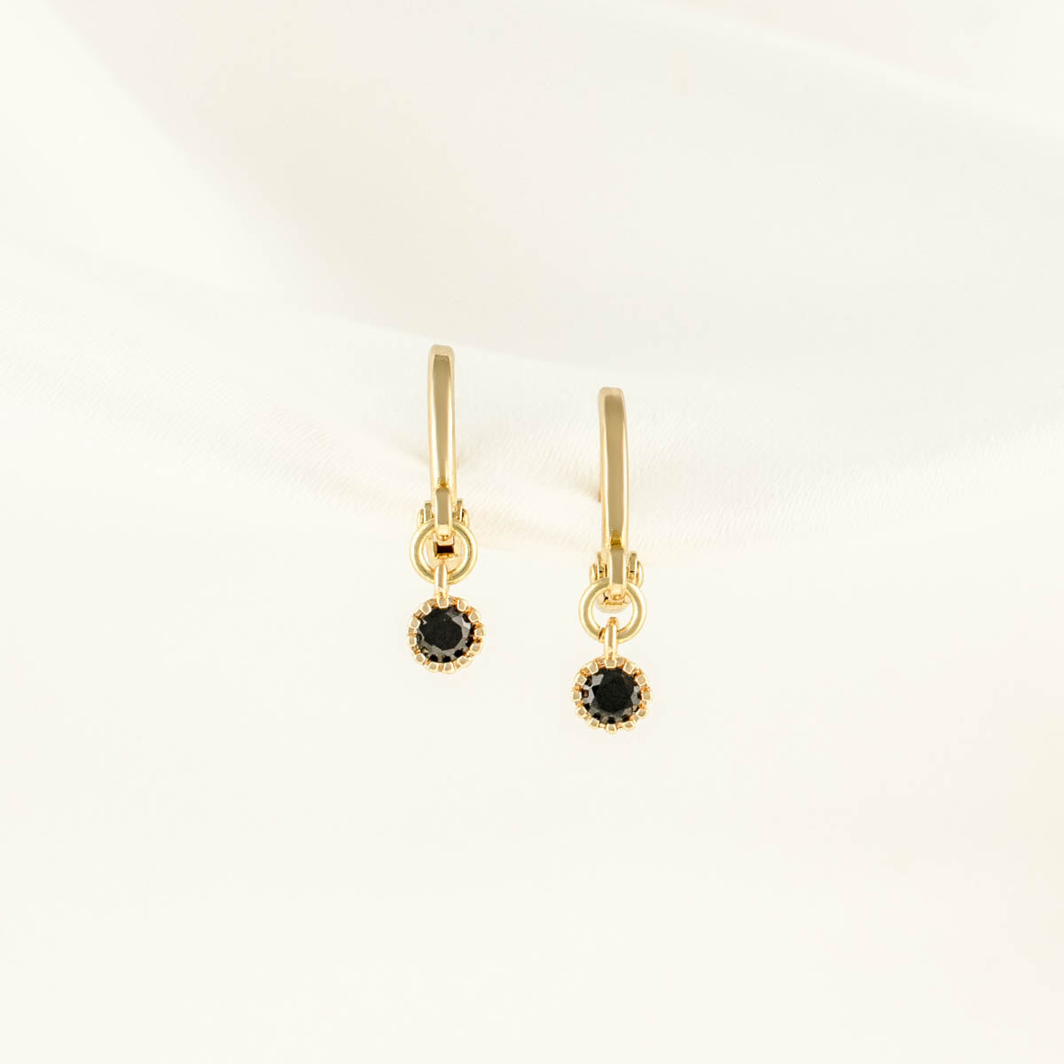 Alexandra Black Zircon Huggie Earrings