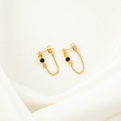 Alexandra Black Zircon Chain Studs