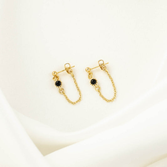 Alexandra Black Zircon Chain Studs
