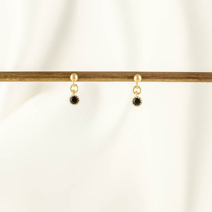 Alexandra Black Zircon Dangle Studs