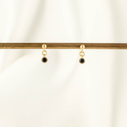 Alexandra Black Zircon Dangle Studs