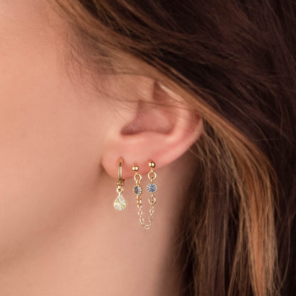 Daphne Blue Zircon Double Chain Studs