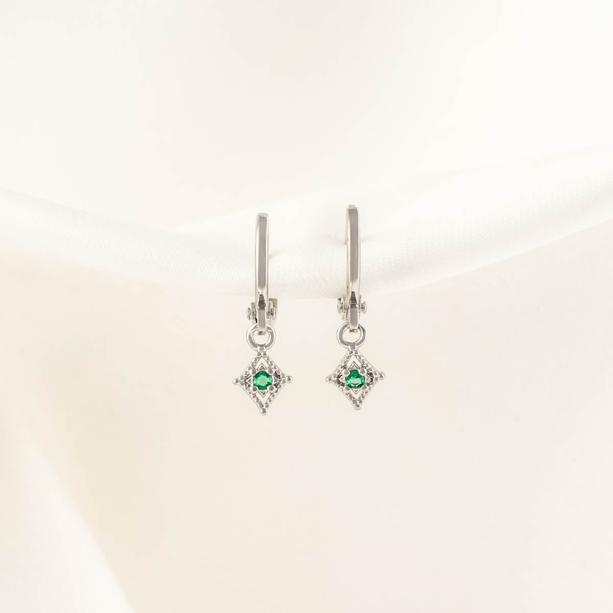 Arwen Emerald Huggie Earrings