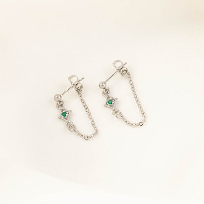 Arwen Emerald Chain Studs