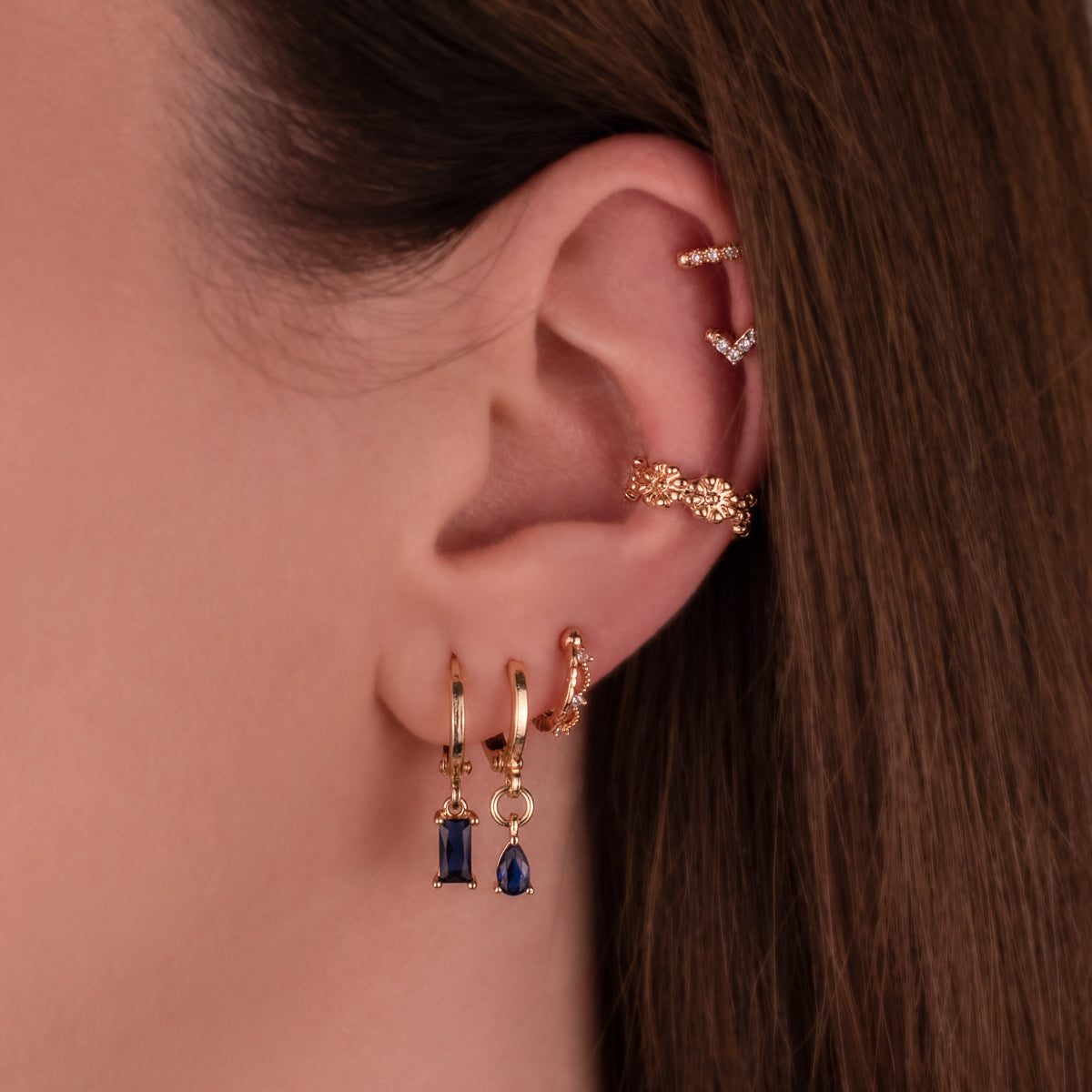 Leah Sapphire Huggie Earrings