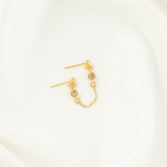 Bijou Champagne Zircon Double Chain Studs